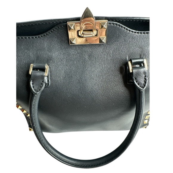 VALENTINO GARAVANI Grained Calfskin Small Rockstud Tote Black ~Authentic - Picture 13 of 14